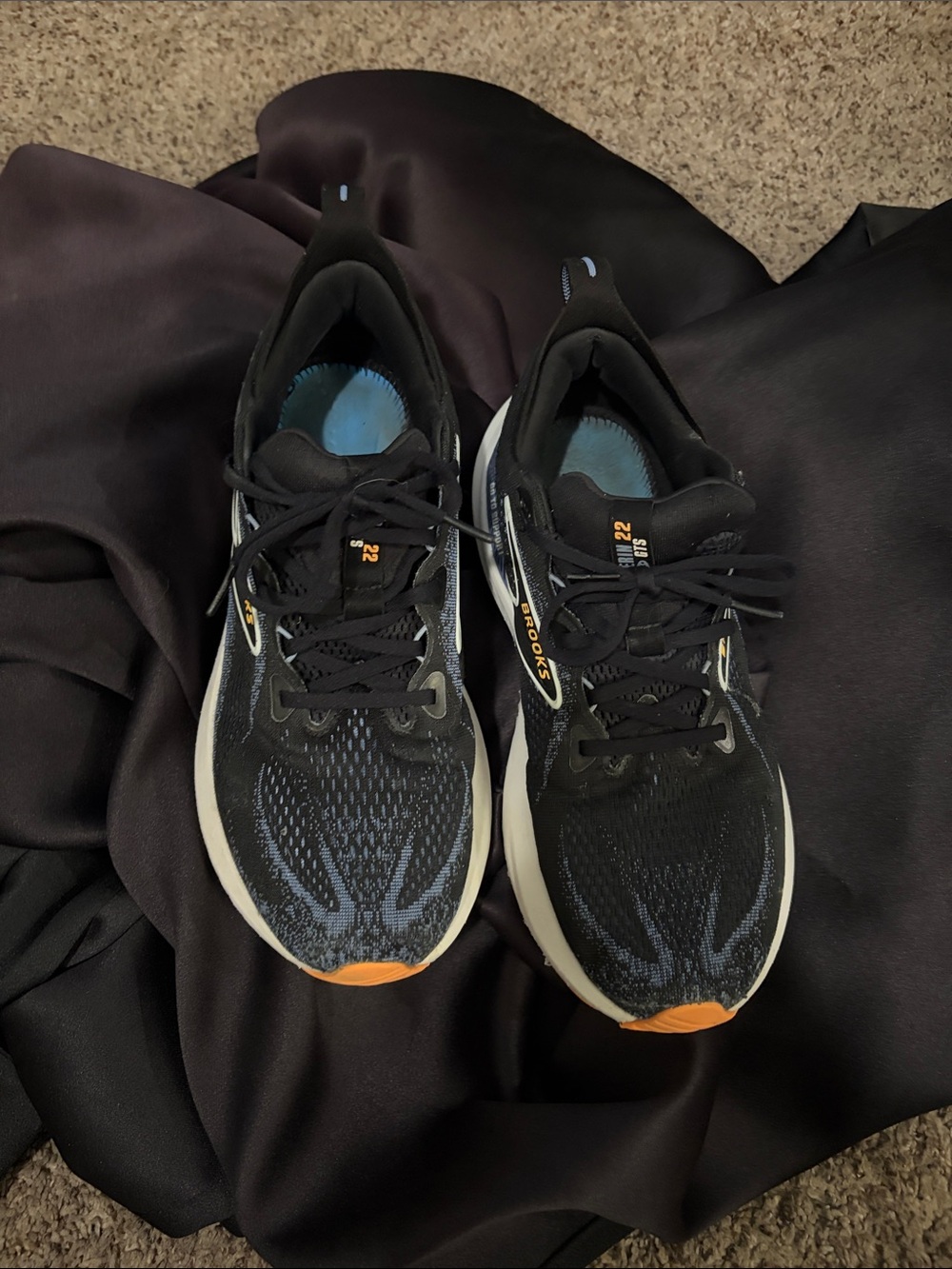 Brooks Men’s Black, Blue & Orange Mesh Running Sneakers - Picture 4 of 6